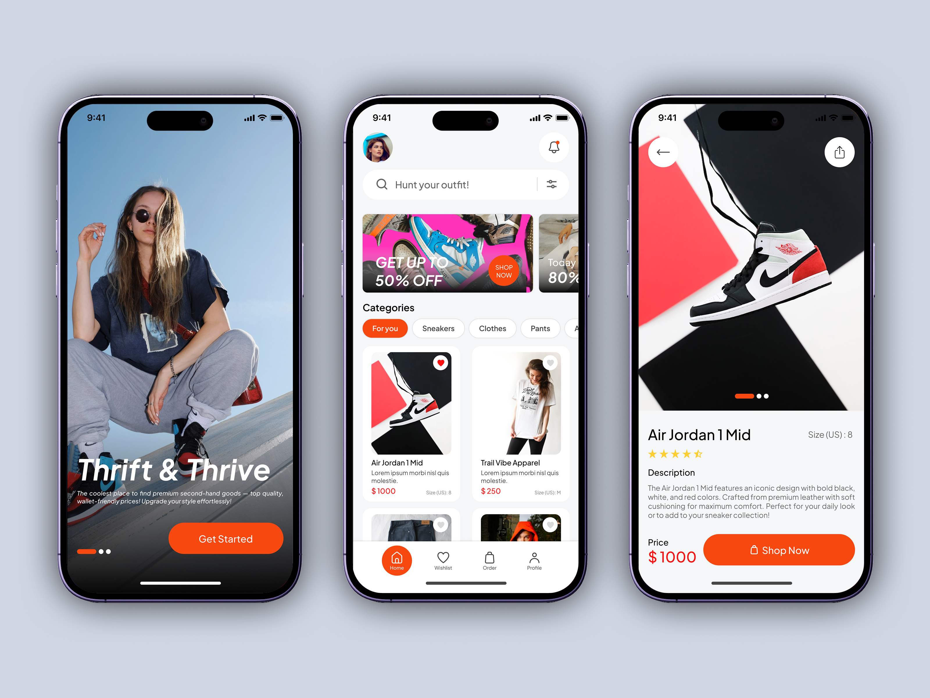 Thrift & Thrive - E commerce for Second-hand Goods branding mobile app ui ux