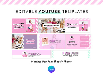 YouTube Branding Kit Pink Canva Set