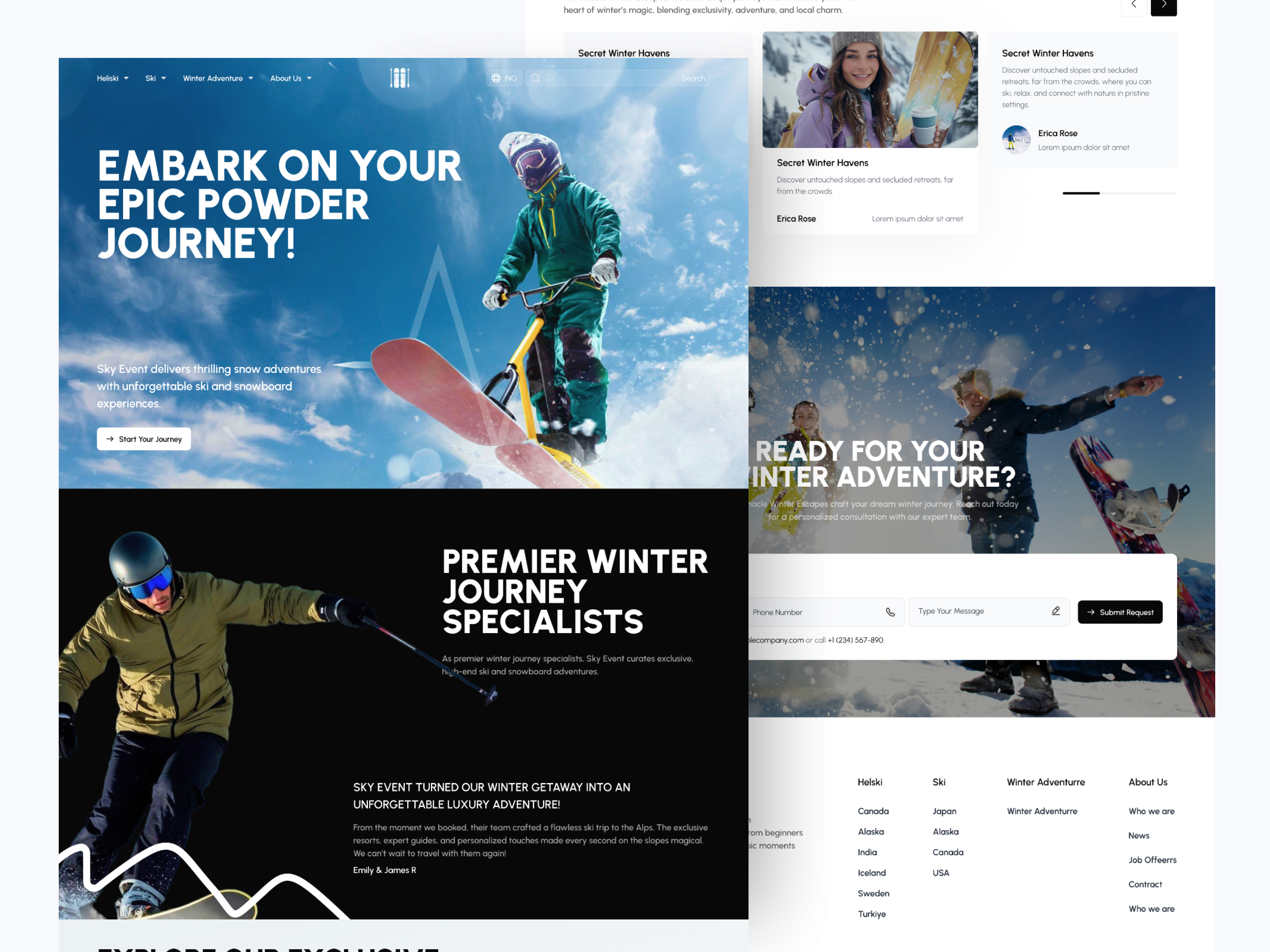 Ski Event - Website book destination event landing page orgnization ski traveling ui ui design uiux web website