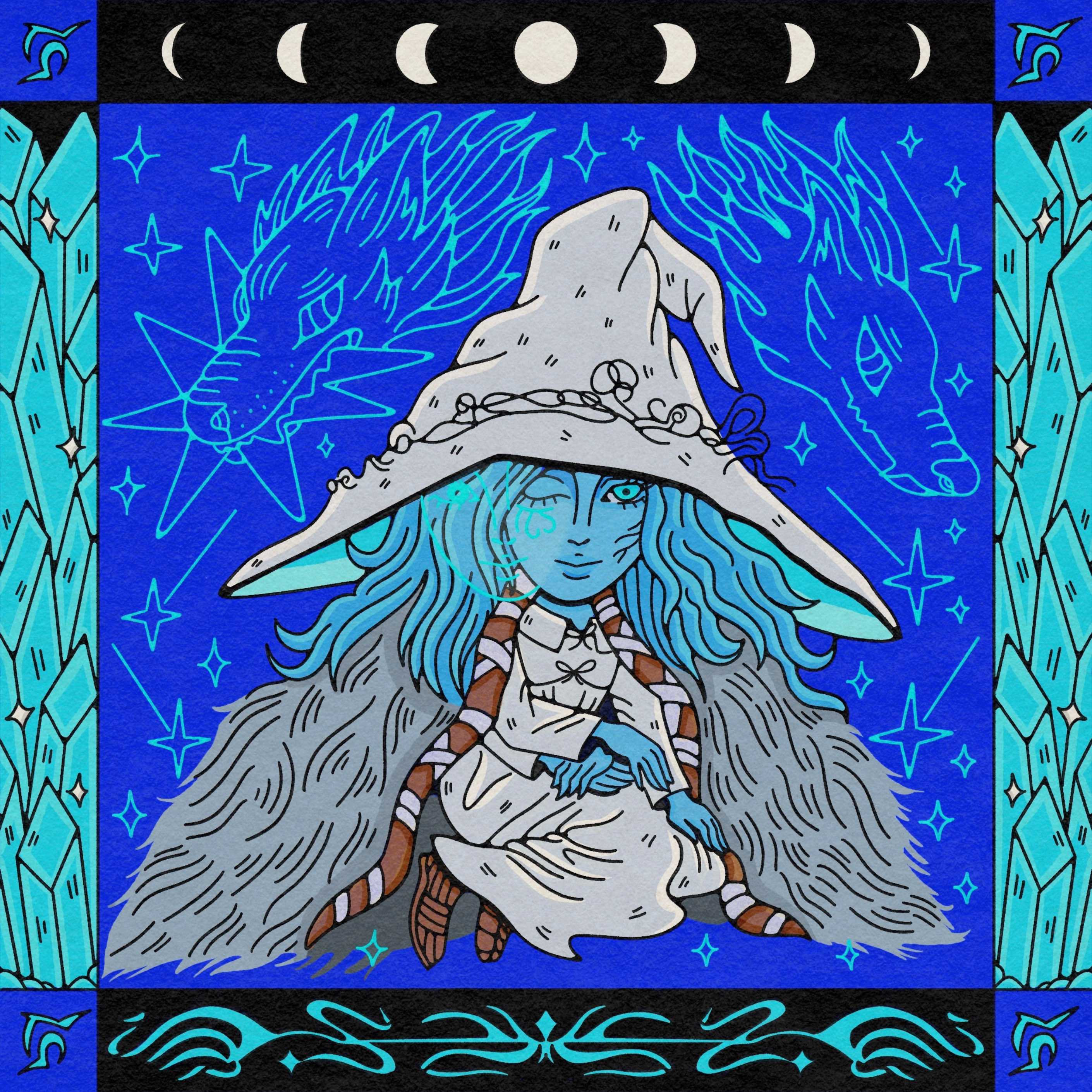 Ranni the Witch blue character design design digital illustration elden ring illustration illustrator procreate truegritsupply witch wolf