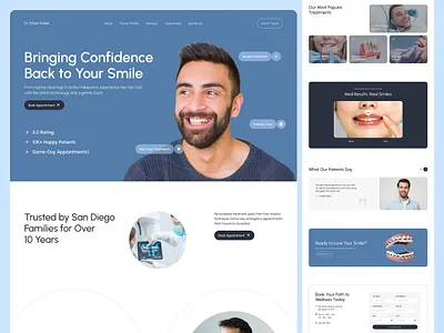 Dental Care Landing Page dental care landingpage dental care ui dental care website dentist uiux dentist website design doctor website healthcare landing page medical ui ux website header