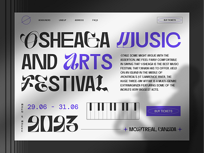 OSHEAGA Music Festival art black canada concept design festival font inspiration jazz landing music osheaga ui ux webdesign website white