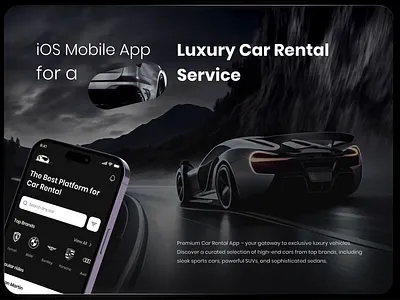 Luxury Car Rental Service. Mobile App android appstore b2b b2c business car rental card carsharing crypto ecommerce invoice ios luxury car mobile app payment transport ui ux web