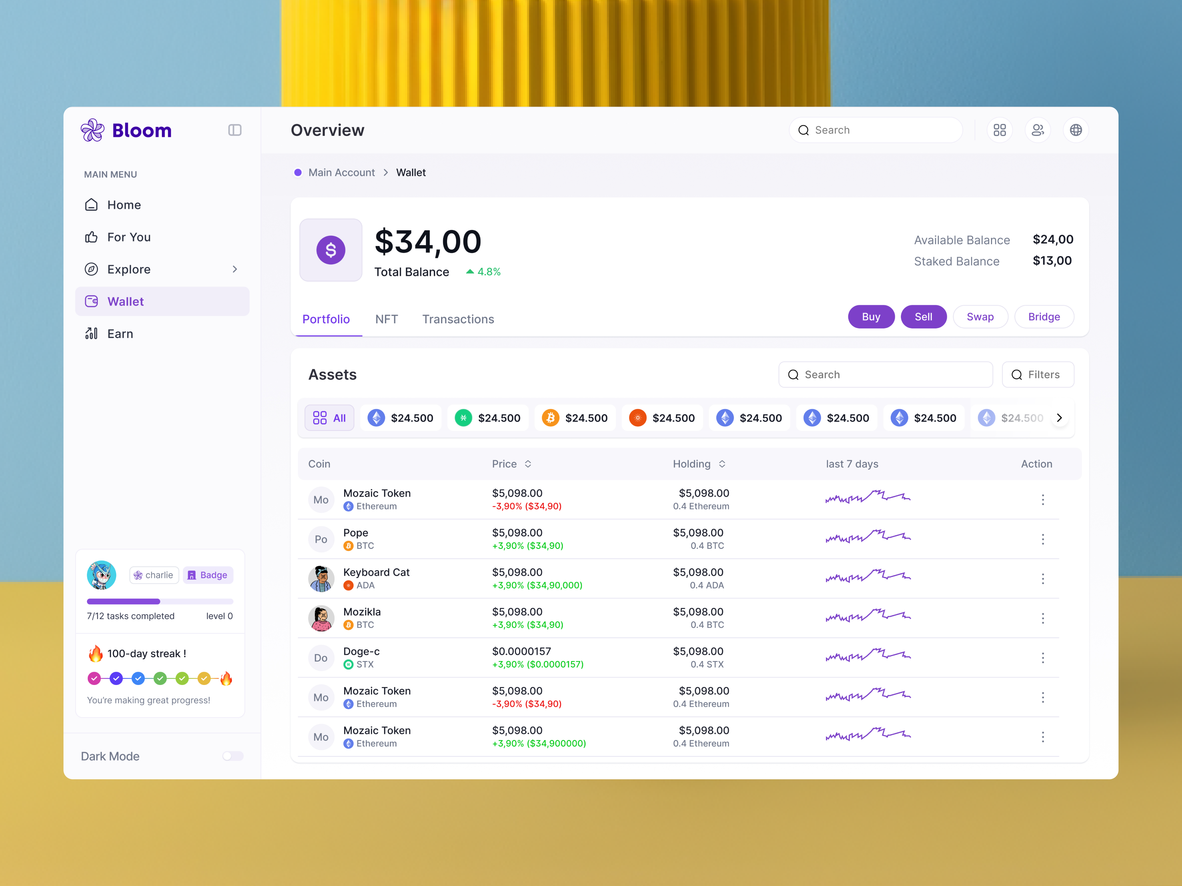 NFT Dashboard Design app design bitcoin crypto crypto currency crypto dashboard design dashboard dashboard design hr rumen nft nft dashboard nft dashboard design product product design saas saas app design saas product ui ux
