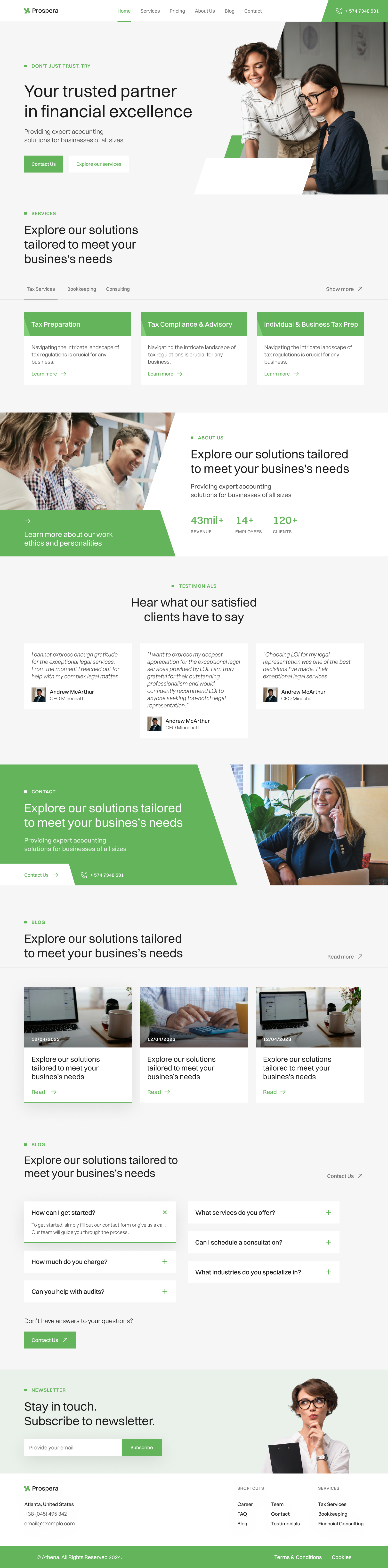 🍀 Prospera - Professional Services Website Webflow Template about accounting advisor branding business clean consulting corporate finance finance blog green minimal minimalistic modern pricings services sleek tabs webflow