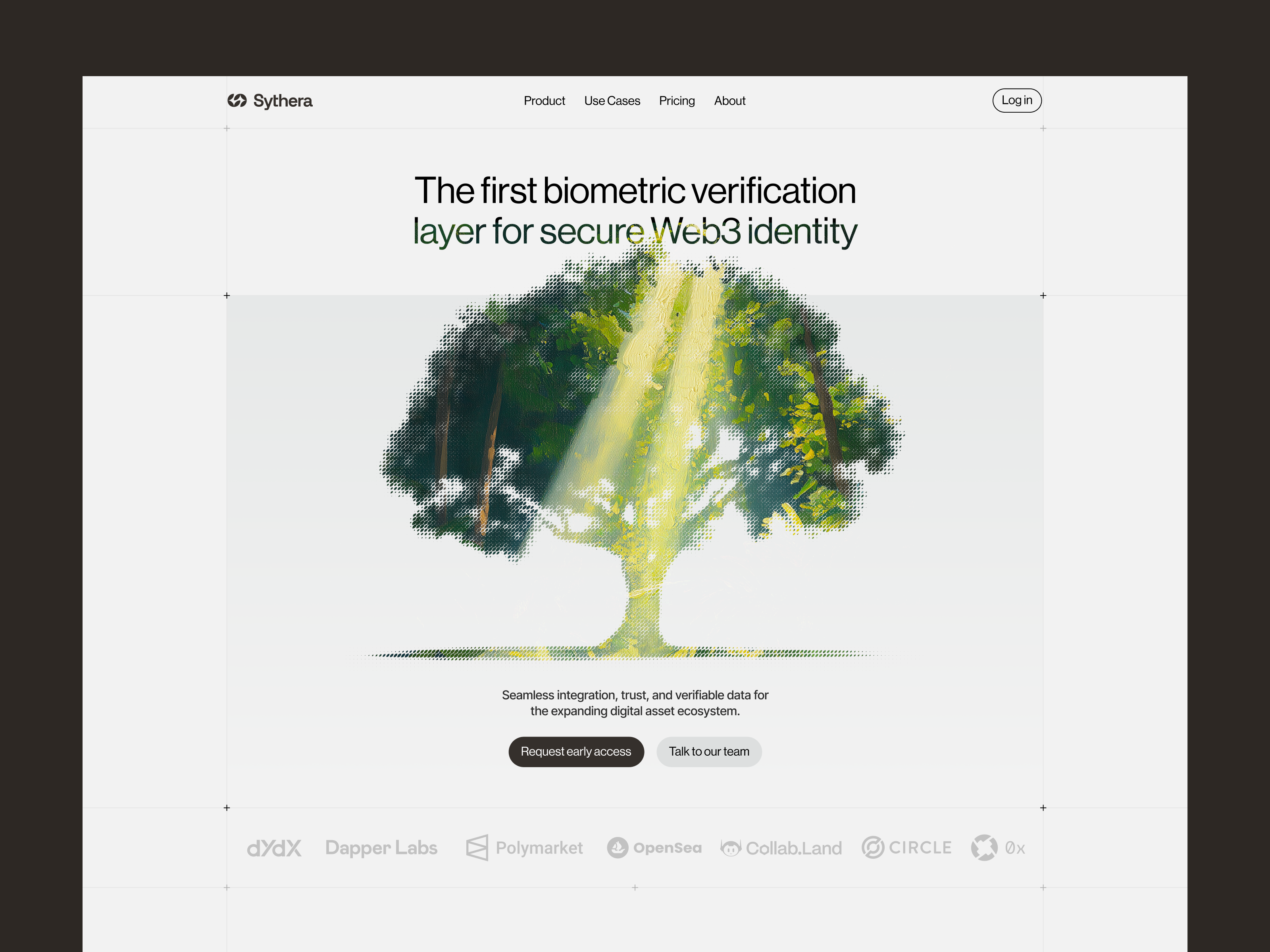 Example of Landing page: Biometric verification layer for secure Web3