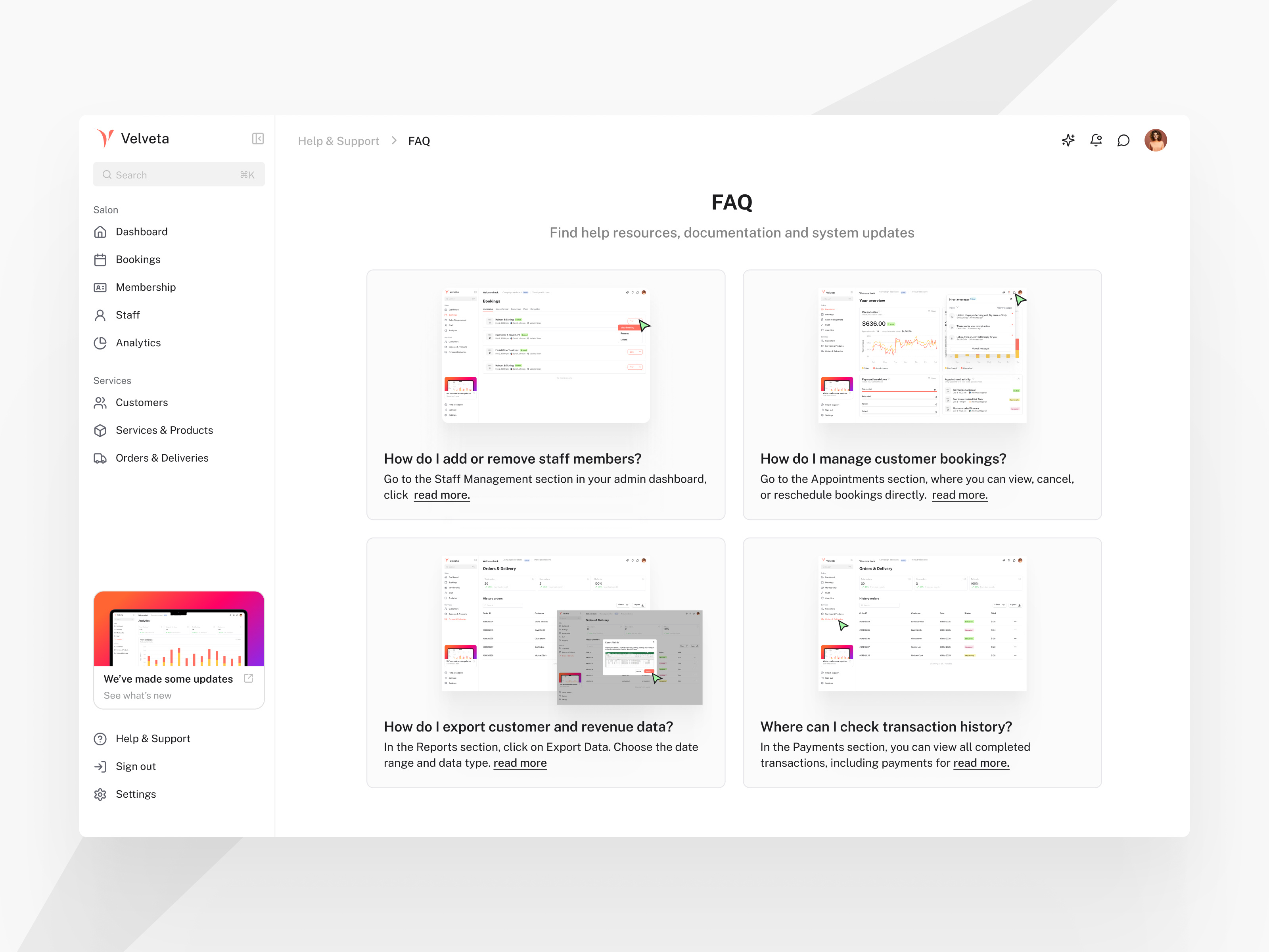 Velveta - FAQ dashboard dekstop faq graphic design product design saas setting ui uiux ux web website