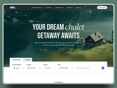 Chalet booking & apartment booking web design accomodation apartment booking chalet design minimal modern design modern web design product design travel web design ui user experience ux web design website