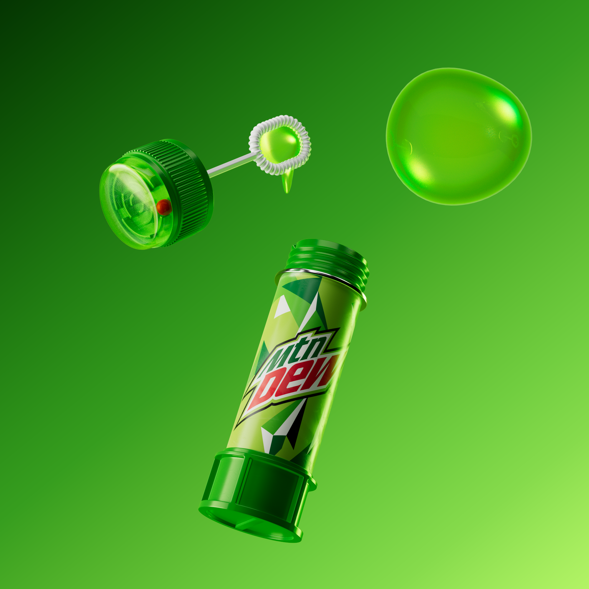 Mtn Dew Bubbles 3d branding cgi design foreal illustration logo