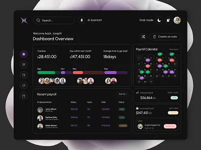 Payroll Calendar Dashboard branding creative design graphic design logo modern ui ux vector