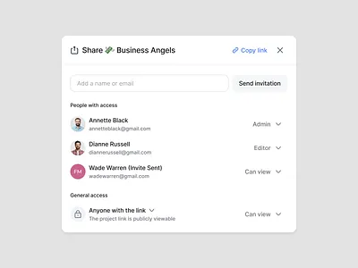 Clovo CRM - Access Sharing Page Design access access giving clean desin crm dashboard dashboard design filllo filllodesign invitation management minimal web saas send share sharing ui design ui ux