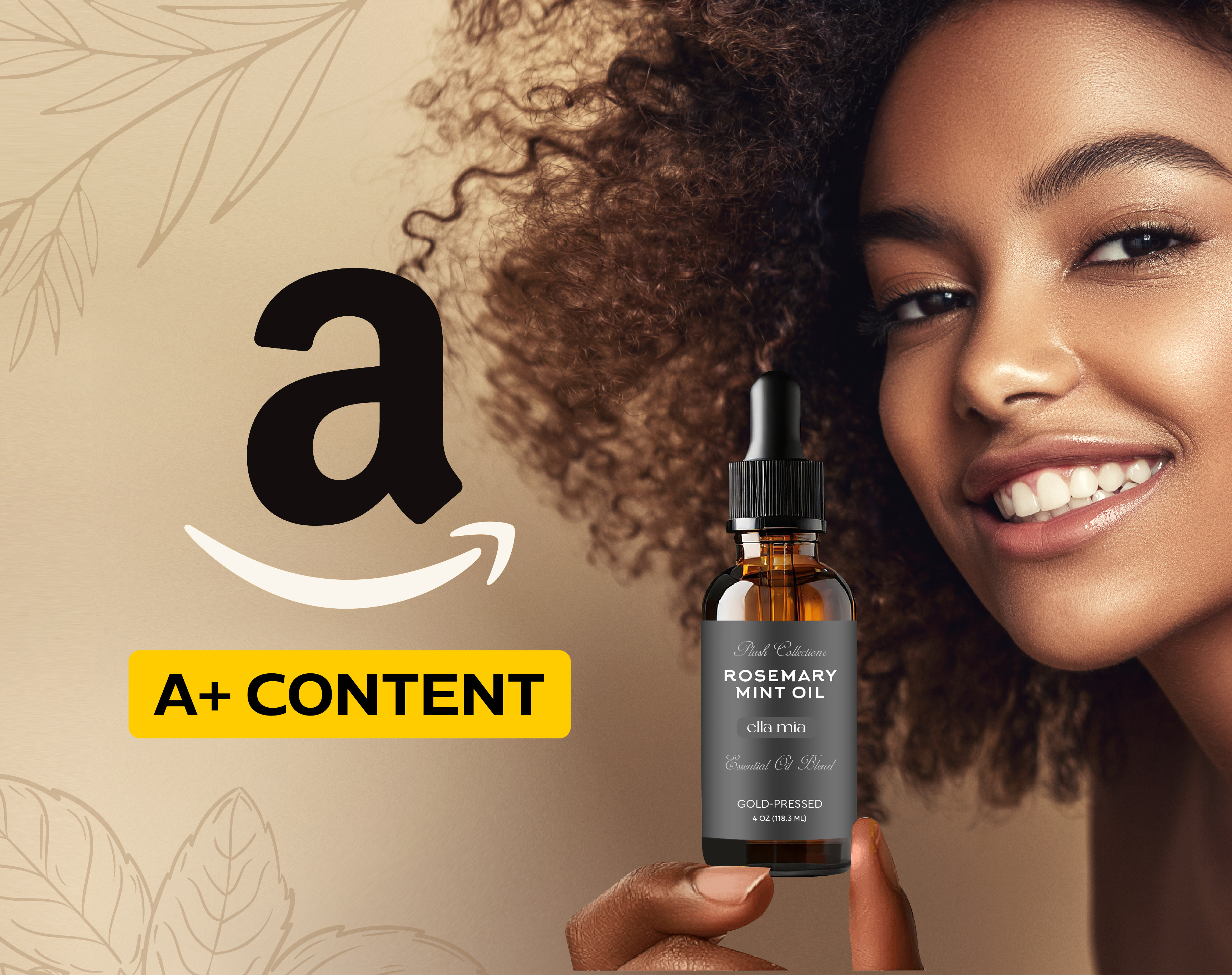 Amazon Listing Images | A+ Content | EBC | Hair Oil Ella Mia a content a design amazon amazon a premium content amazon design amazon listing amazon listing images cosmetic brand ebc etsy design hair care hair care brand hair oil listing images mint oil packaging design pastel design product design rosemary oil shopify design