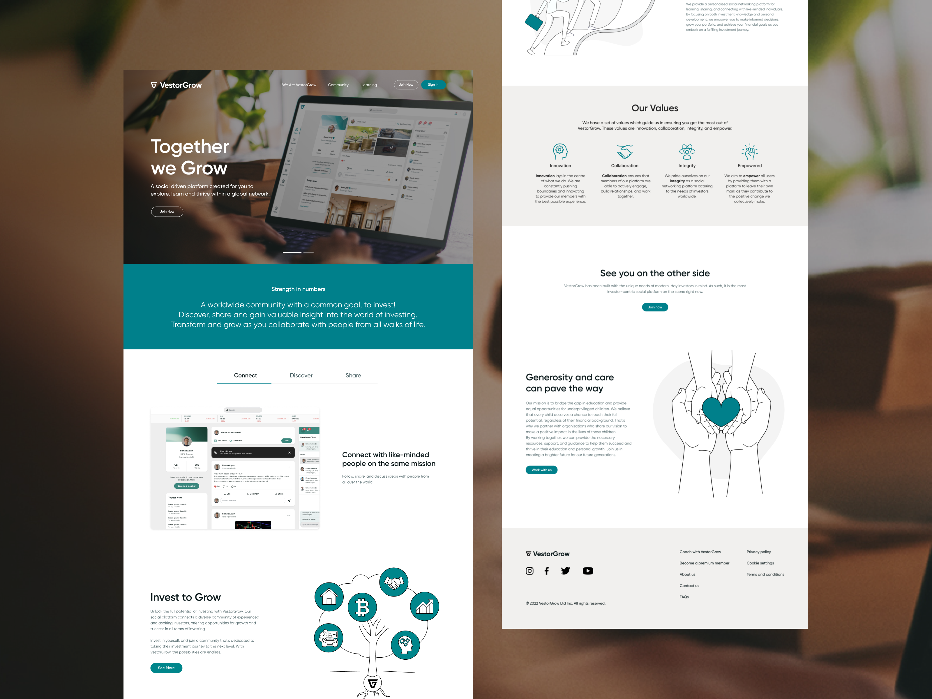 🌱 VestorGrow Landing Page clean design figma investment landing page landing page marketing design marketing landing page minimal modern design personal growth product landing page saas saas website social platform ui design uiux webdesign website design
