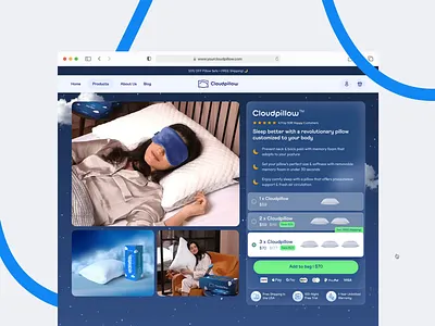 Cloudpillow - Shopify Store conversion design conversion rate conversion rate optimization cro ecommerce ecommerce design ecommerce ui increase aov landing page pillow shop shopify shopify design shopify store store ui ux