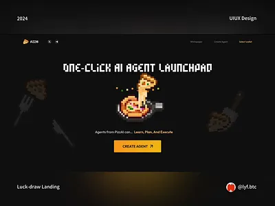 PIZZAI - One-Click AI Agent Launchpad motion graphics ui