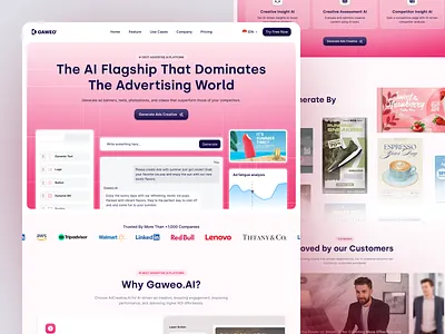 GAWEO - Advertise AI Landing Page ads advertising clean design exploration landing page modern professional ui uidesign uiux unique website
