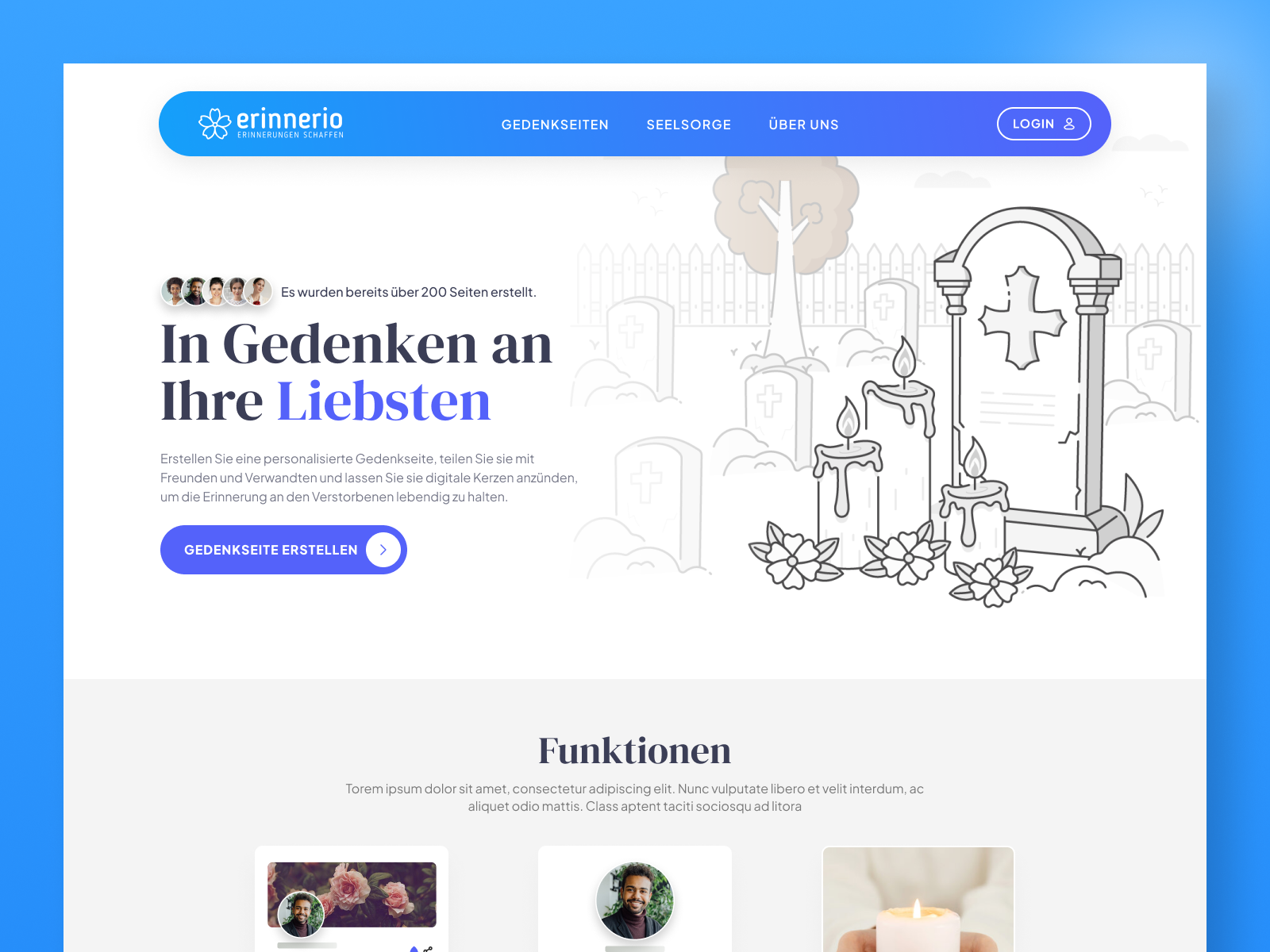 Memorial Website | Timeline Design | Landing Page call to action footer design hero section landing page design memorial landing page memorial pages memorial website timeline design ui design website design