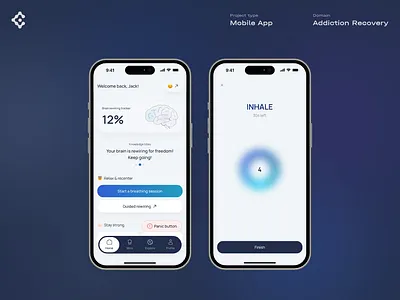 Brain Rewiring & Addiction Recovery App user friendly design