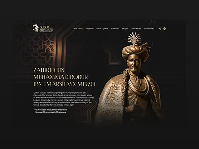 “Boburshunoslik” – The International Electronic Platform babur baburid branding dark design graphic design historical islamic logo ornament typography ui ux web webdesign website