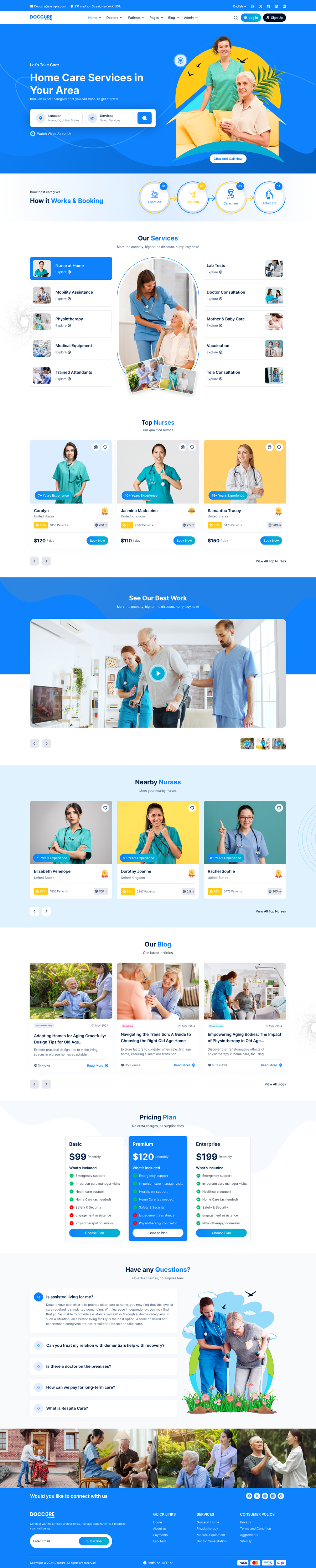 Home Care Services - Clean & Modern Healthcare Website UI admin dashboard admin template bootstrap doctor healthcare healthtech homecare illustration template uiux webdesign