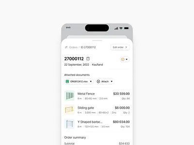 View order - Mobile slide over component 3d attachment badges breadcrumb button chip component dashboard design dialog ecommerce interface mobile modal order product design shop tags ux web design