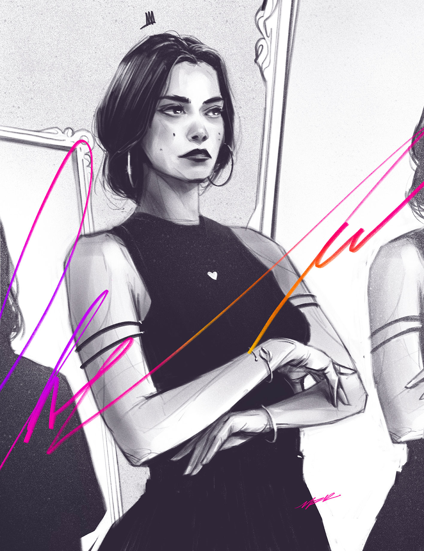 Broken Mirrors art artwork digital digital art face girl illustration mirror portrait print process procreate sensual