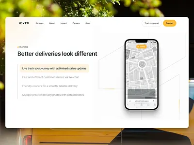 Lottie Animation for HIVED website animation clean delivery element interaction interactive lottie parcel section simple ui web design website yellow