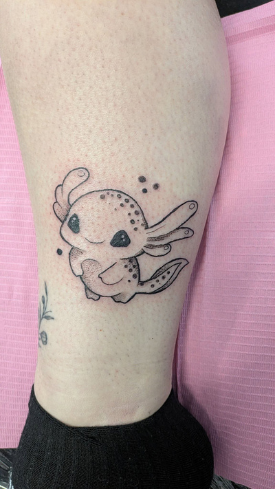 Axolotl. axolotl blackwork cutetattoo lineworktattoo stippleshade tattoo tattooartist tattoos uktattoo wirraltattoo