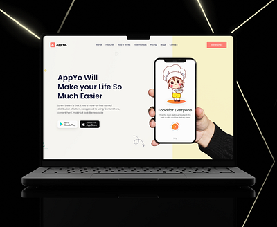 Food App Landing Page app app design app landing page booking system design design ui food app food delivery app food menu ui mobile app mobile app design pos system restaurant app restaurant website ui ui ux website desing website ui