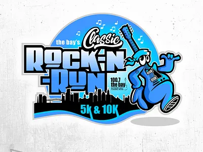 T-shirt graphic - fun run 5k cartoon chipdavid dogwings drawing guitar illustration music t shirt vector