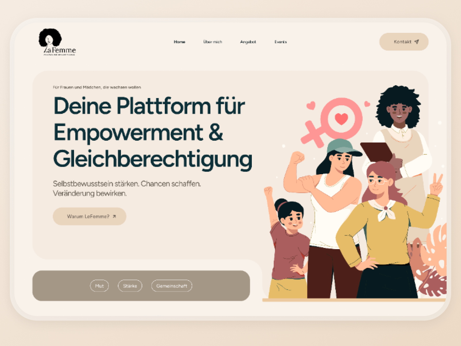 LaFemme - Platform for Female Empowerment and Equality design illustration ui ux web web design