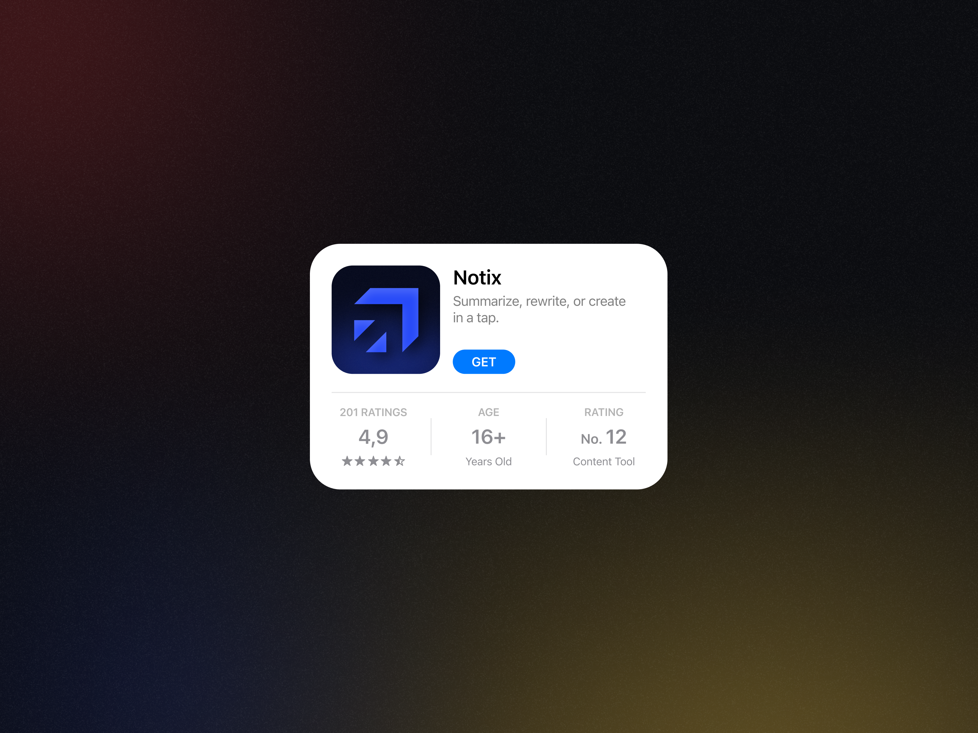 From Draft to Done – Notix in the App Store ai ai assistant app extension app preview app store artificial intelligence dark ui ios productivity ui user experience user interface ux writing assistant writing tools