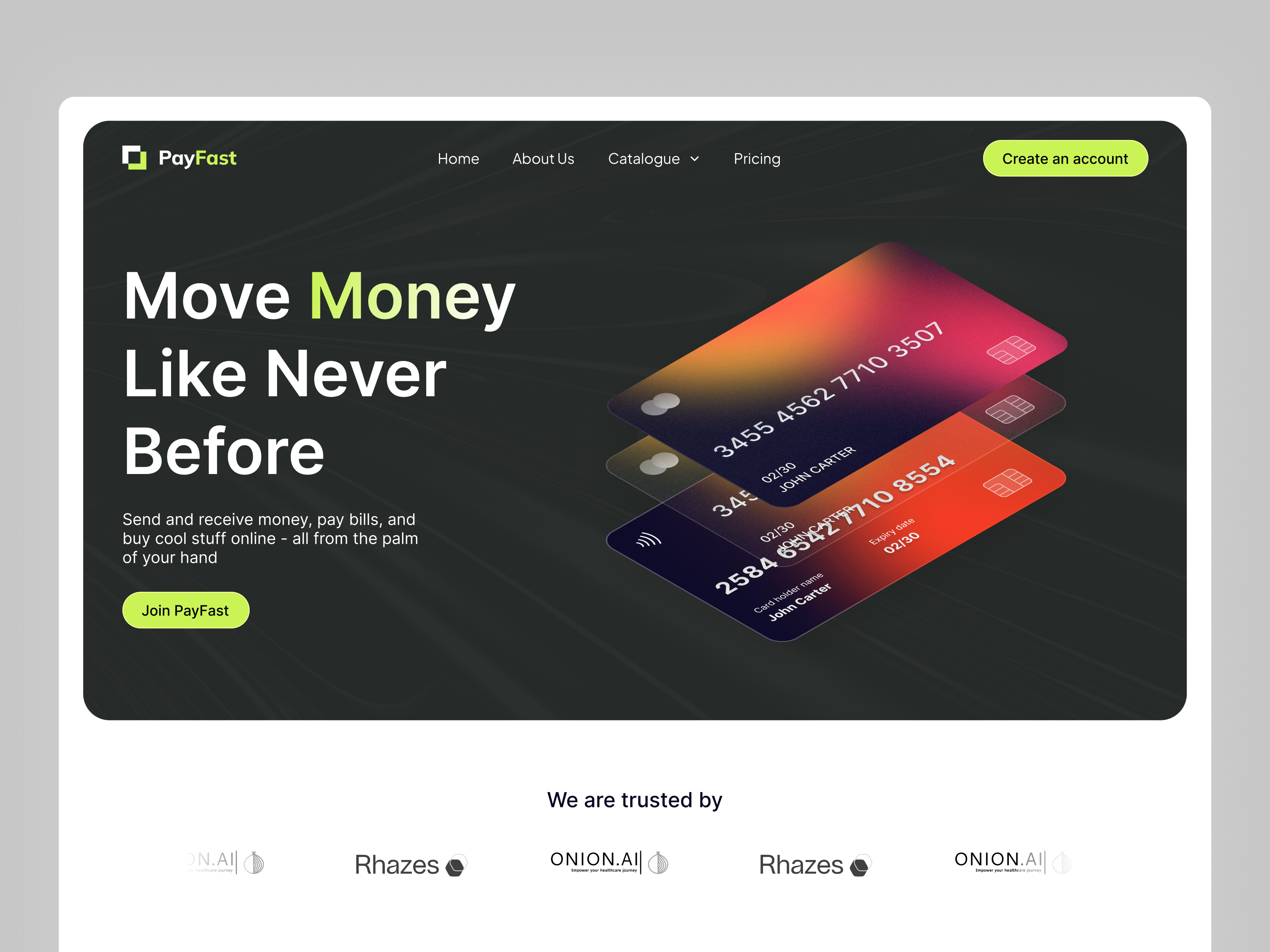 PayFast Landing Page – Modern Fintech UI Design fintech hero section landing page ui uxdesig web design websitedesign