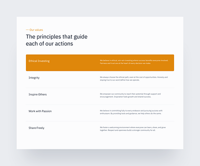 Our values section design interface ui uiux web design website website design