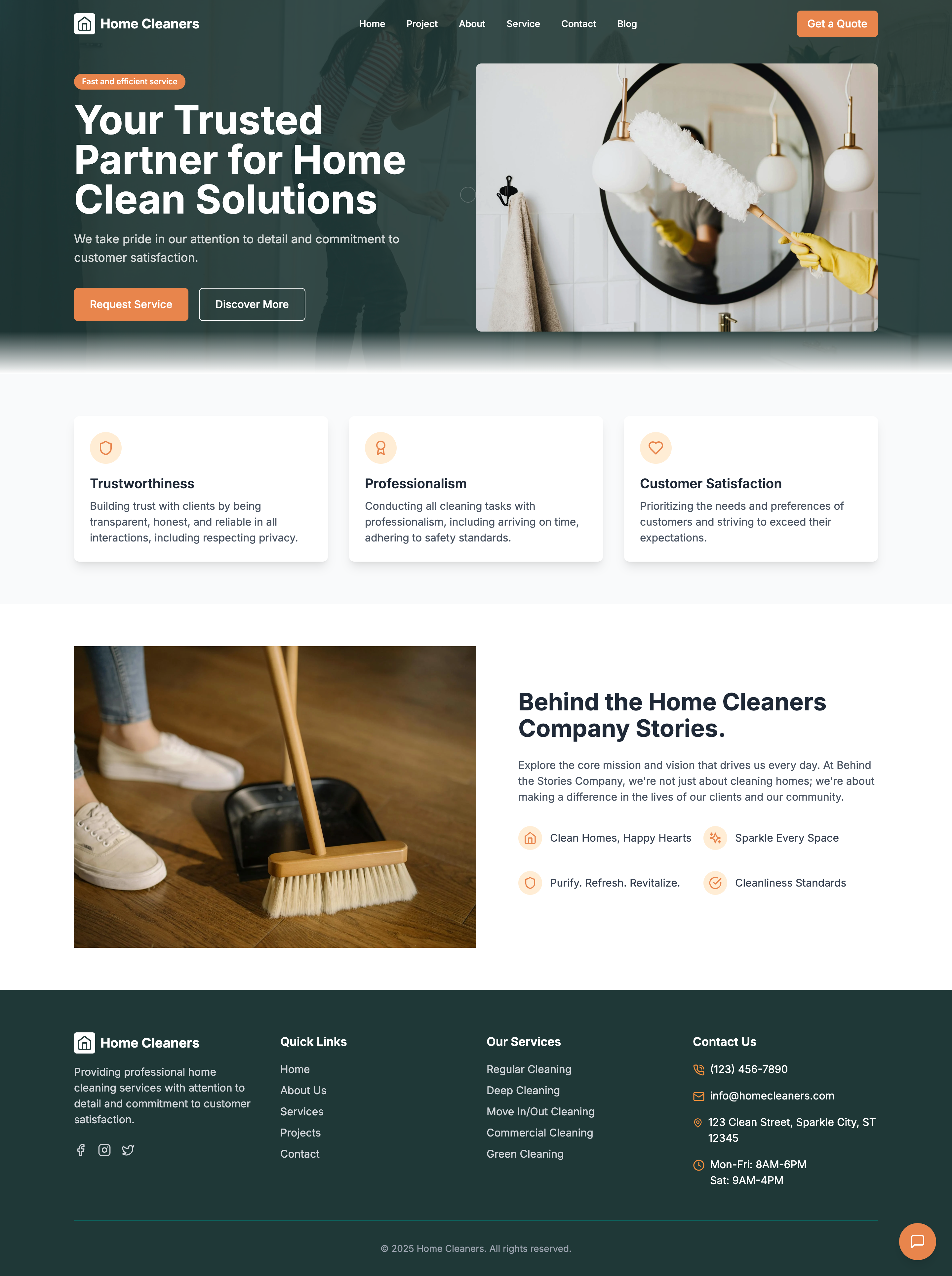 Home Cleaners Home Page ui web design website
