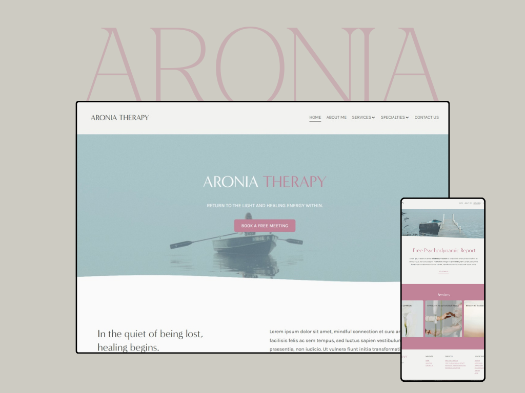 Aronia Squarespace Website Template premade psychotherapist psychotherapy services squarespace template website
