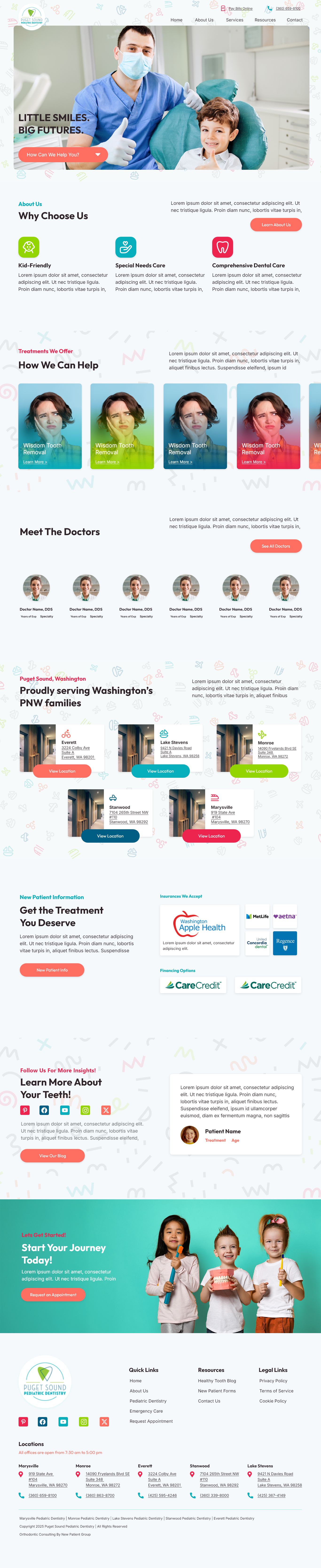 Puget Sound Pediatric Dentistry graphic design ui ux web design