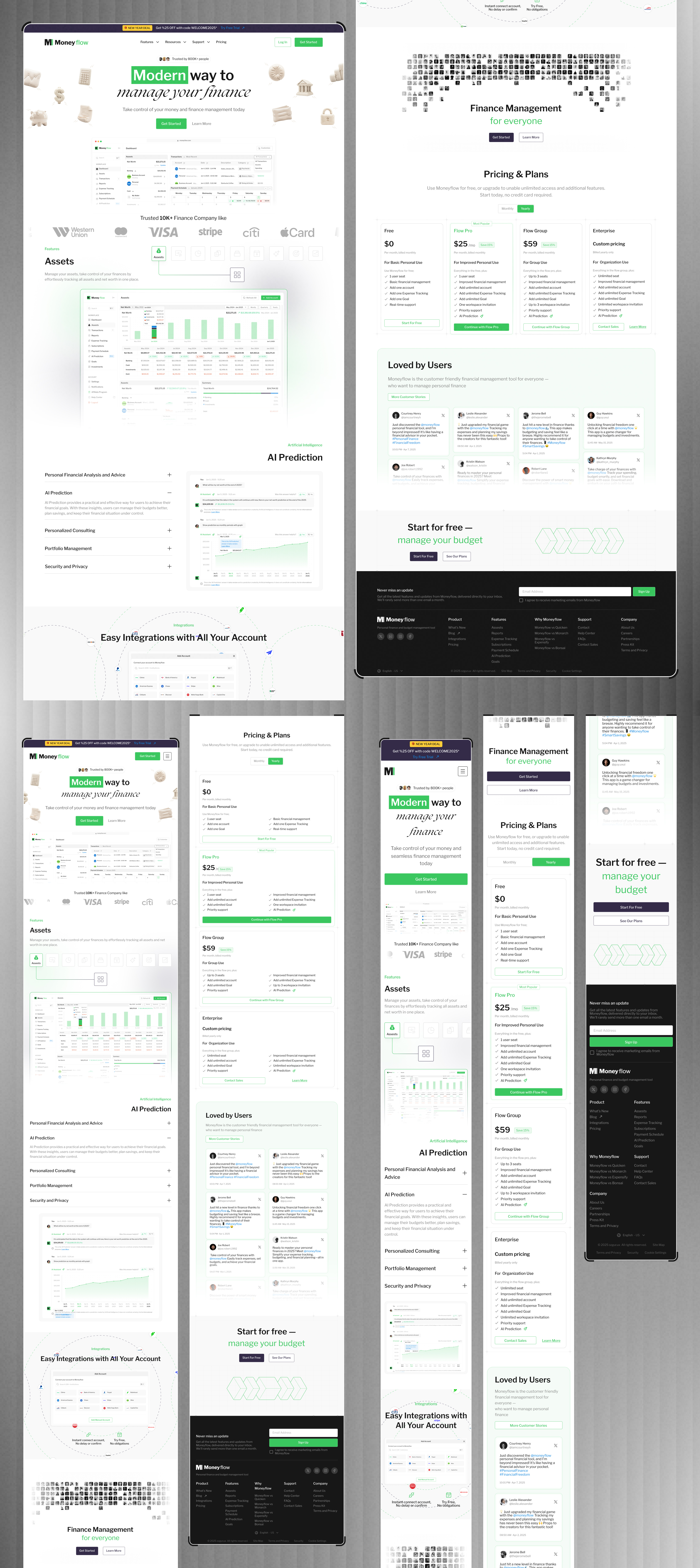 Personal Finance Management Platform, Responsive Landing Page app design banking branding case study daily ui design system finance ui finance ux fintech illustration landing page minimal mobile app mobile banking modern ui payment portfolio product design responsive design web design