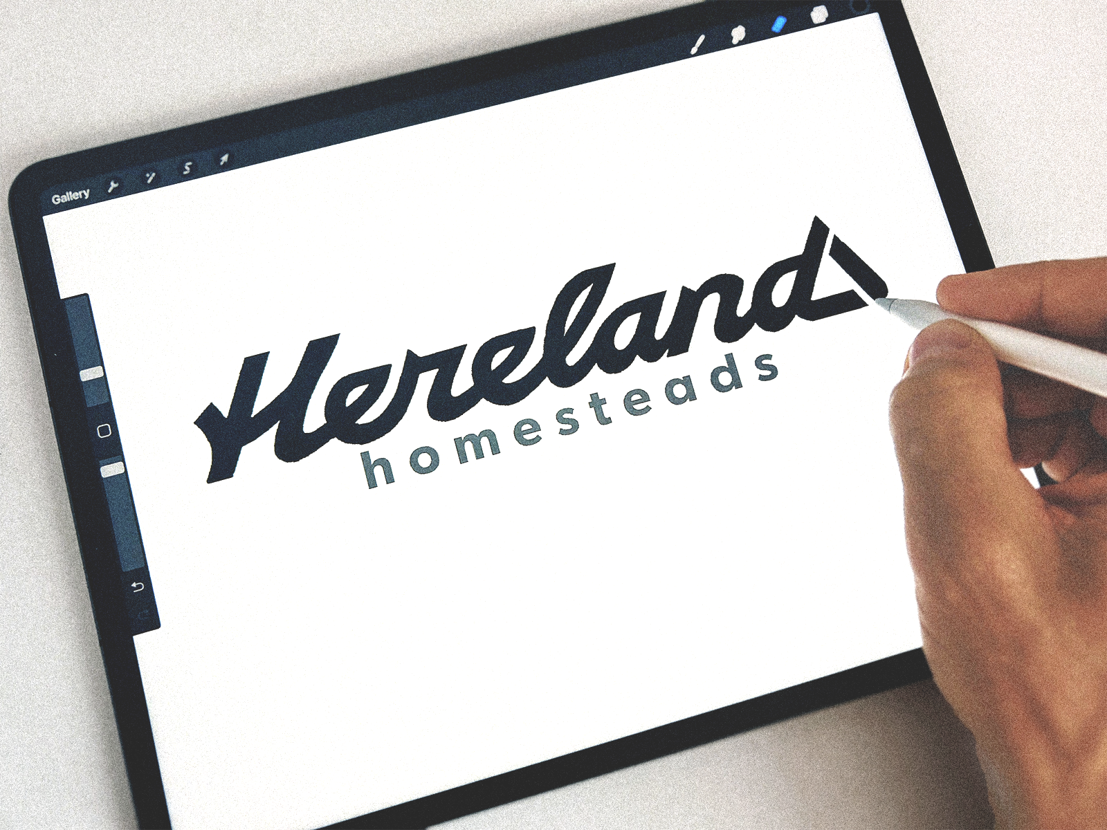 Hereland _ logotype bold calligraphy custom design flow handlettering iconic identity innovative lettering logo modern original script smart symbol type typography wormark