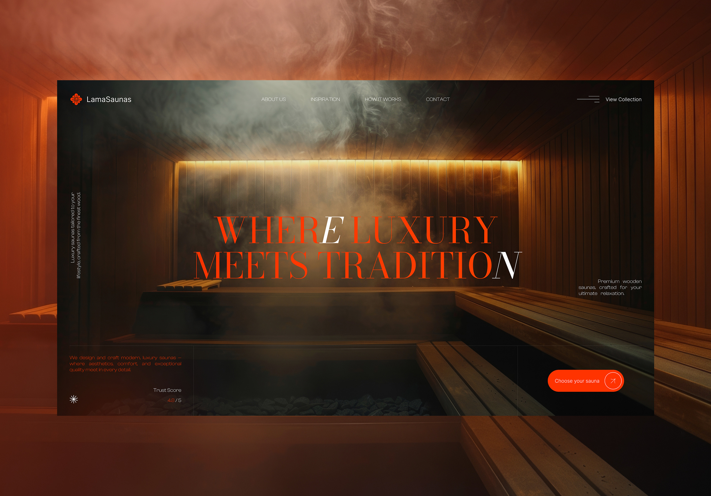Webflow & UI/UX - LamaSaunas branding clean clean design figma font graphic design landing page modern orange relax sauna spa ui uiux web design webdesign webflow website