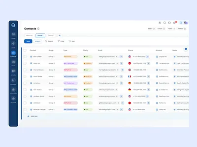 CRM Contacts Table — Minimal & Responsive Design b2bdashboard cleanui contactmanagement crm dashboard dashboarddesign minimaldesign productdesign saas salescrm table table idea table ui tableui ui uidesign userinterface webapp webdashboard xdesign