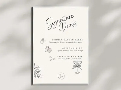 Wedding bar menu menu poster wedding