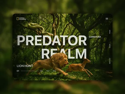 National Geographic Web Design - Modern UI UX animals design desktop dribbble green life lion modern motion graphics natural nature predator ui ux web website wild