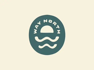 Way North Logo beach block letter branding hand drawn hand lettering illustration lake lettering logo michigan moon organic photography simple sun sunrise sunset teal typography waves
