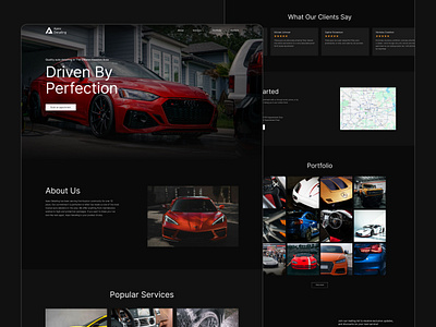 Car Detailer Website Concept auto detailing auto service automotive car cleaning car detailer car detailing car service car service company car wash carwash website dark dark theme detailer detailing landing page ui uiux ux web design website design