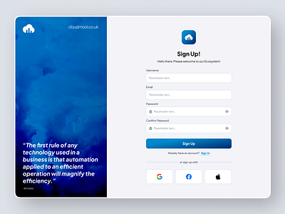 Dashboard SignUp Screen - cloudmool branding design graphic design illustration logo ui uidesign uiux ux uxdesign