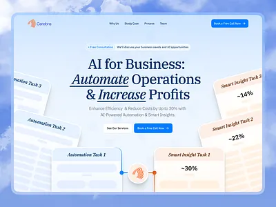 Cerebra Asia AI Website Hero Section 🦾 ai branding business future illustration landing page popular product design trending ui uiux ux website
