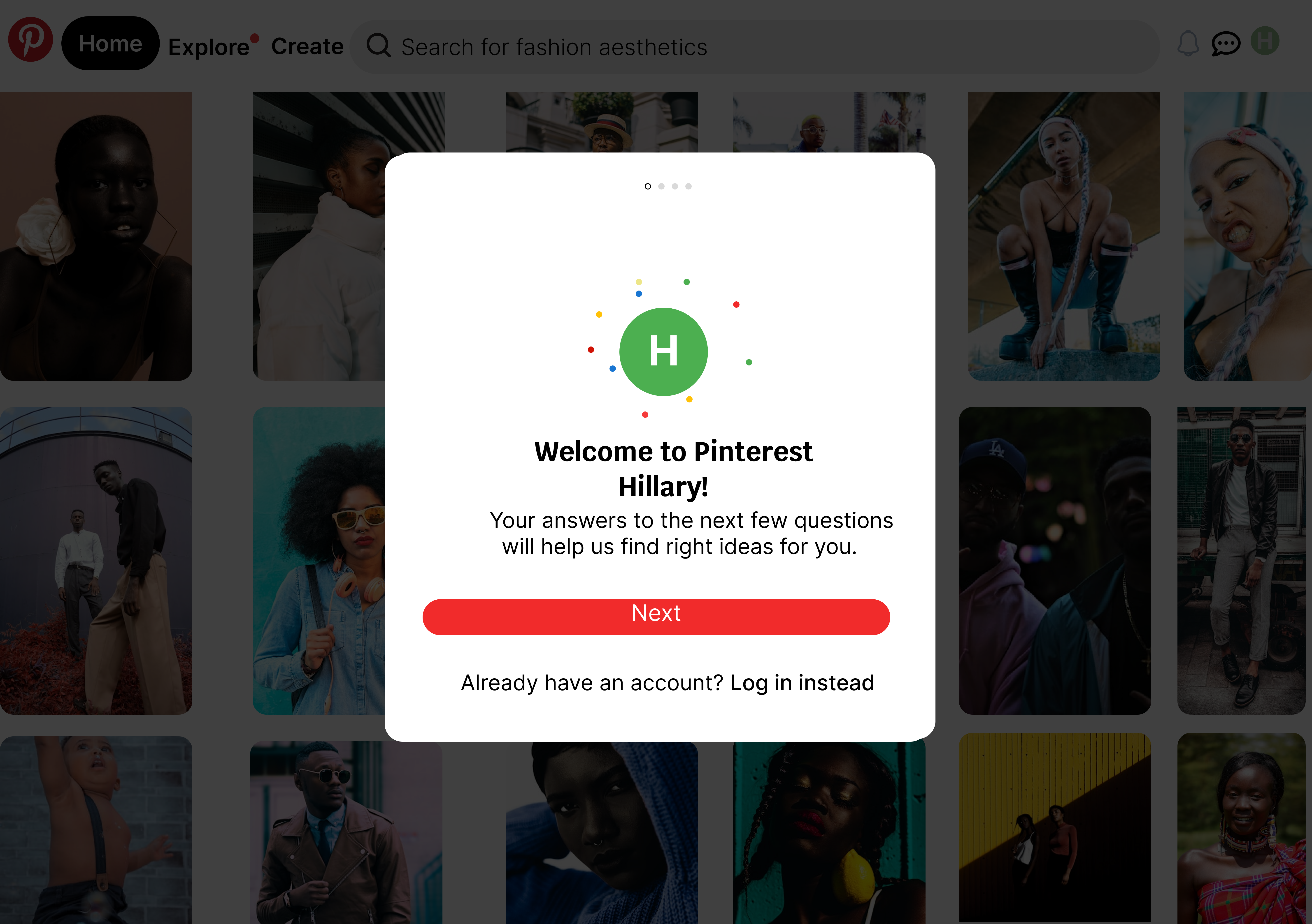 Pinterest homepage design ui ux web web design
