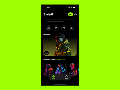 AI Clothing App Discover Screen Design
