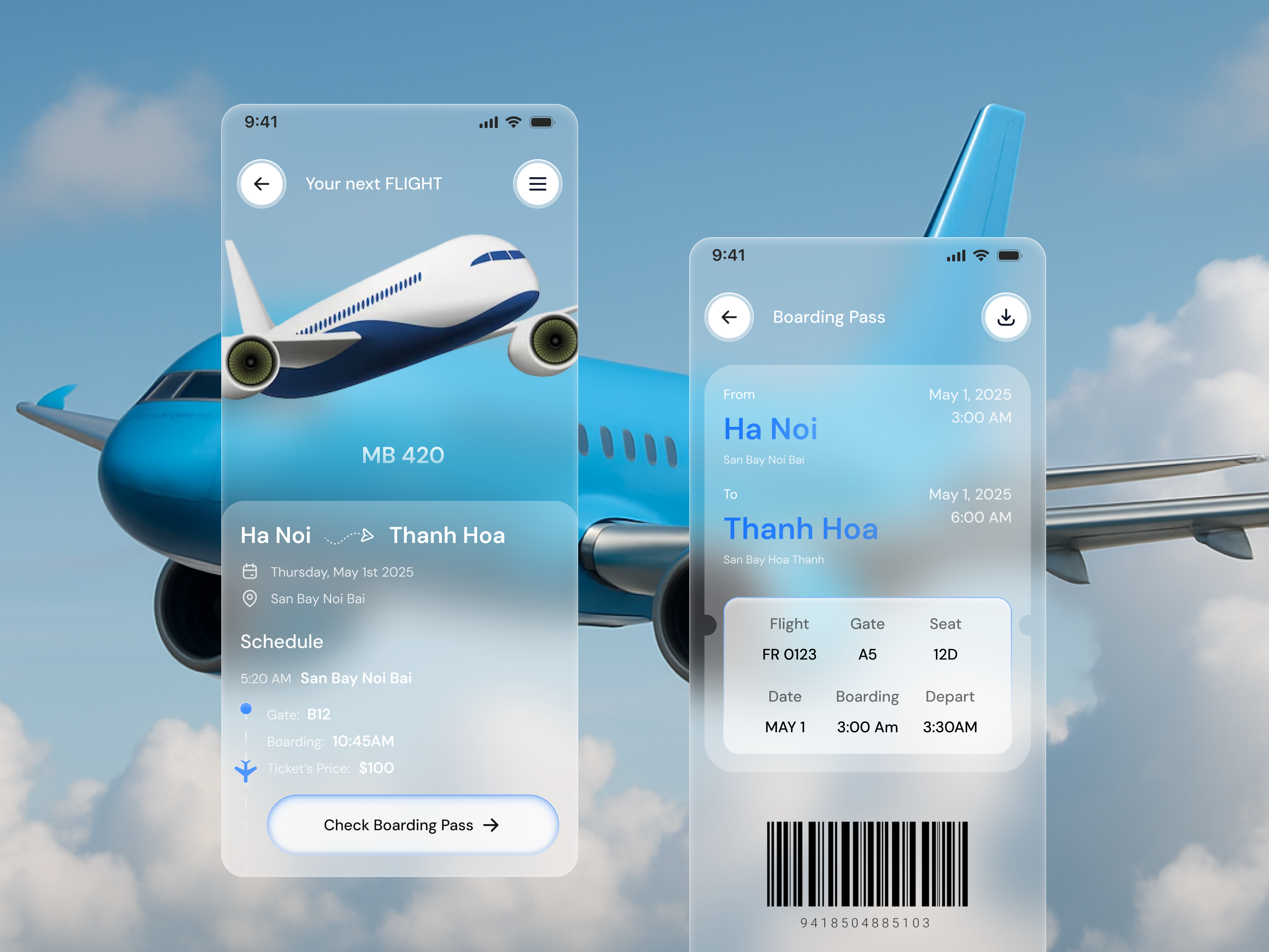 Example of Boarding Pass | Flight Booking | UI Mobile App Design
